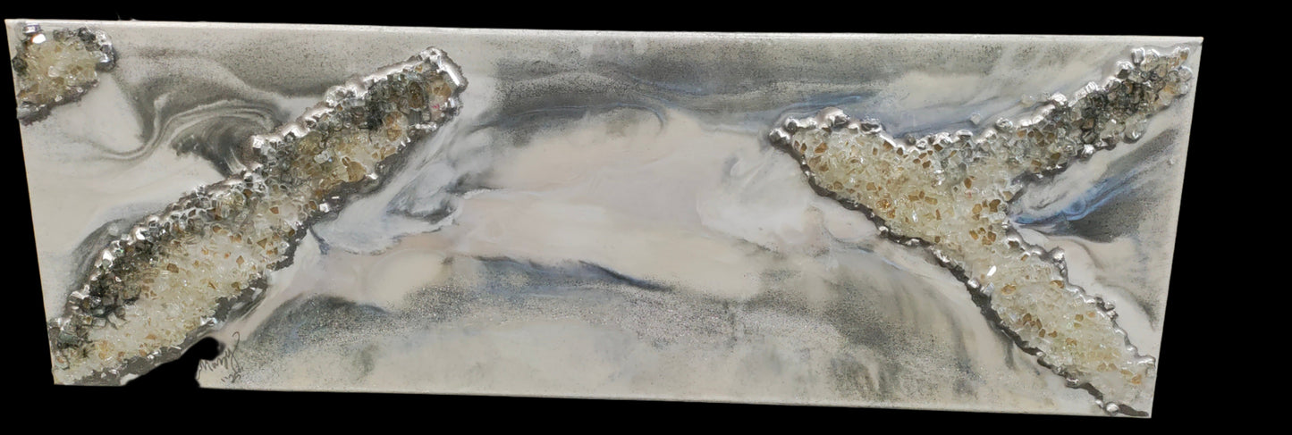 "Lunar Transformation" – Labradorite & Crystal Moonstone-Inspired Canvas