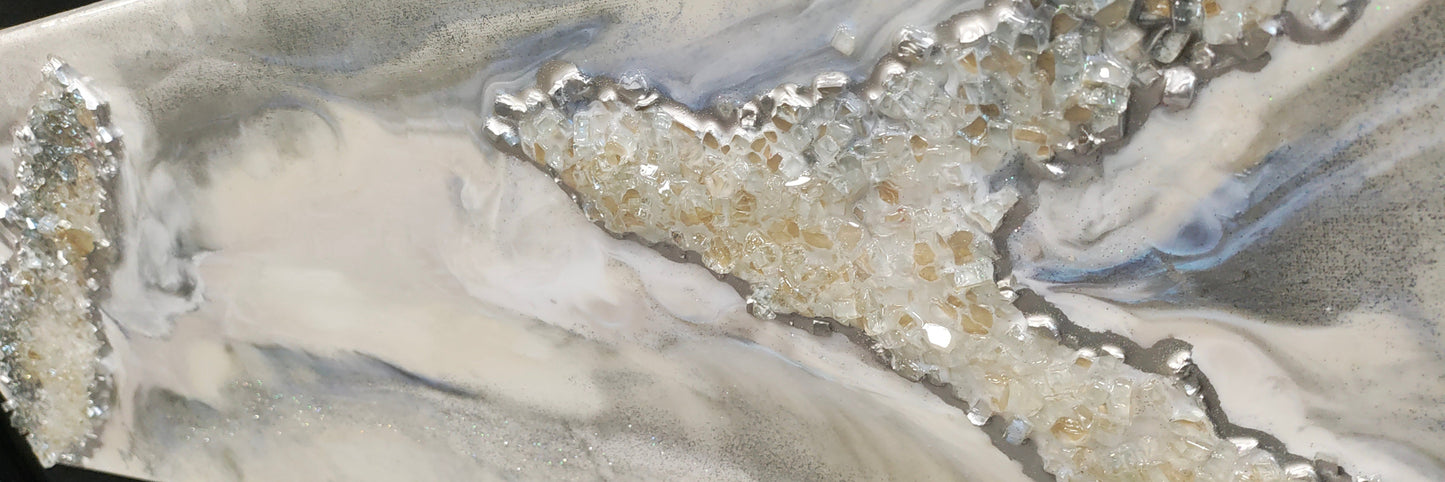 "Lunar Transformation" – Labradorite & Crystal Moonstone-Inspired Canvas