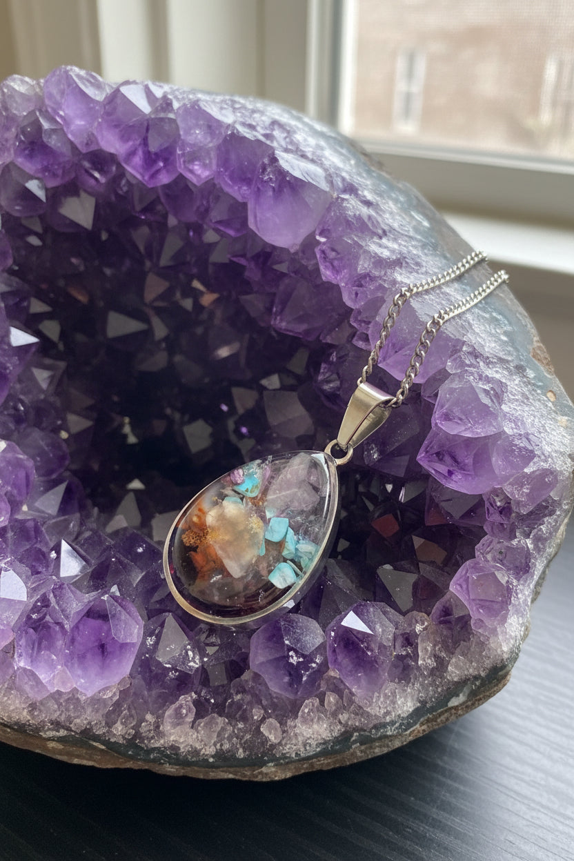 Celestial Alignment
One-of-a-Kind Chakra Pendant by Energy Art by Mazy