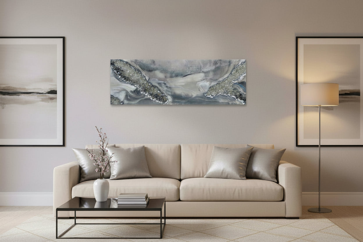 "Lunar Transformation" – Labradorite & Crystal Inspired Canvas