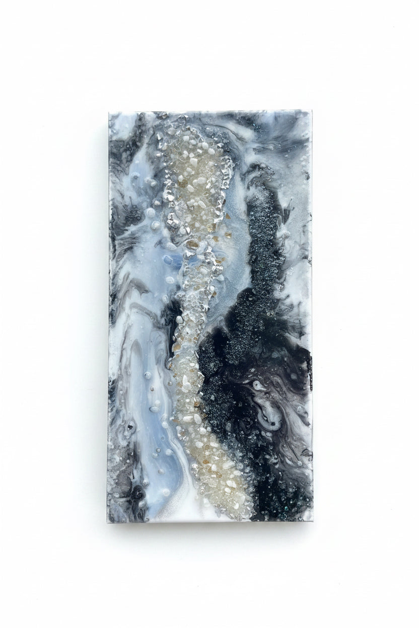 "Luminous Serenity" Original Energy Artwork – Rainbow Moonstone, Ground Quartz Crystal