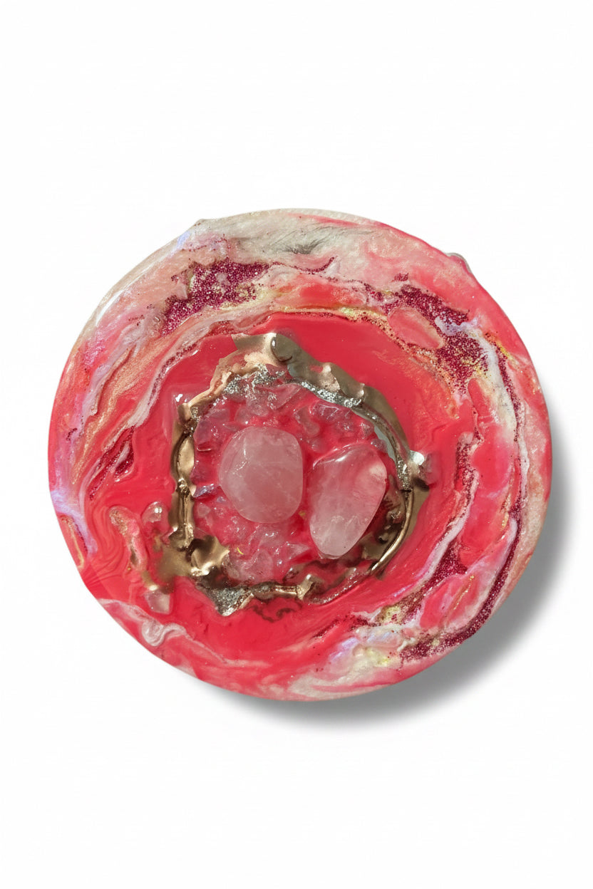 Blushed Radiance
Original 4-Inch Round Energy Artwork by Energy Art by Mazy